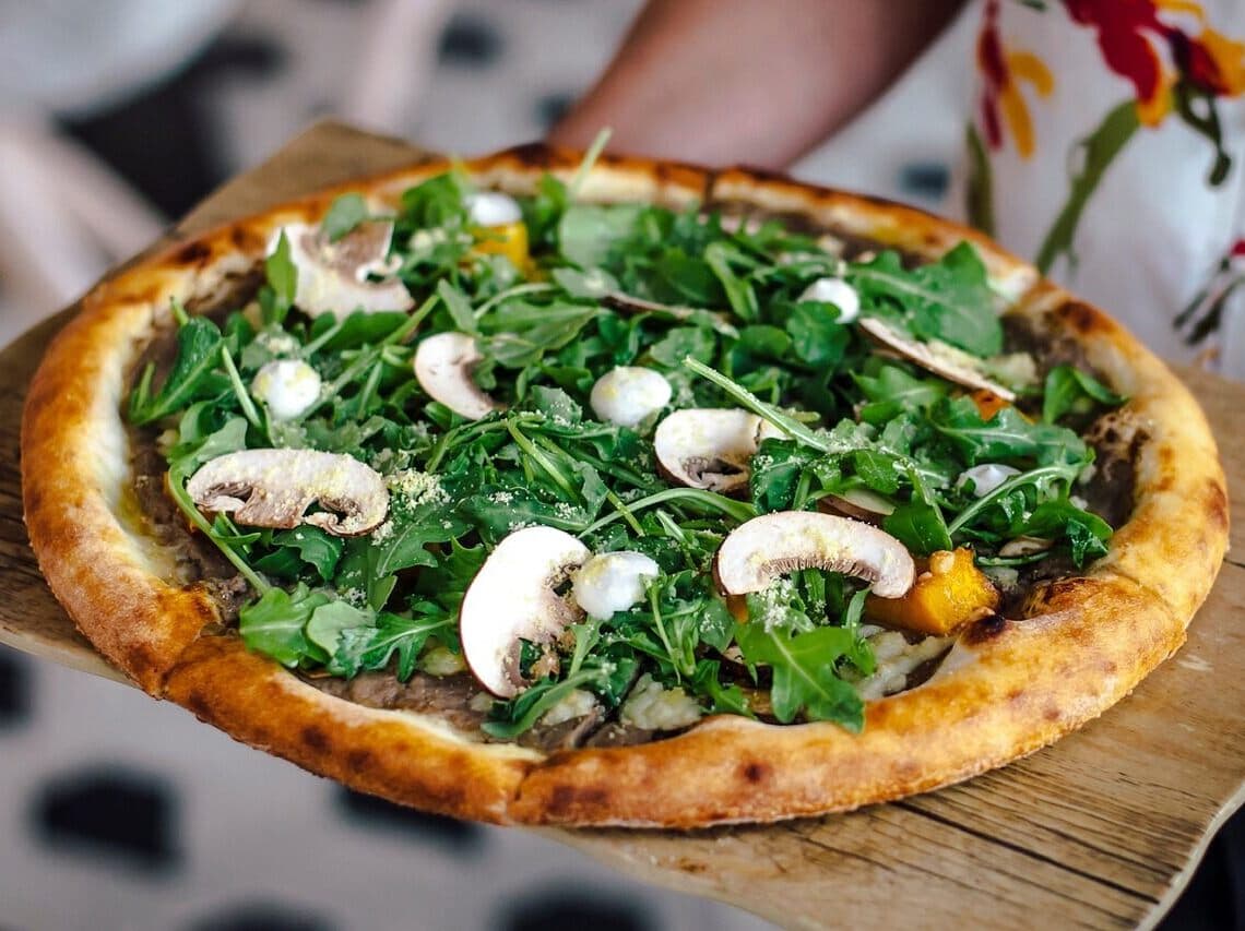 Spinach and Mushroom Pizza